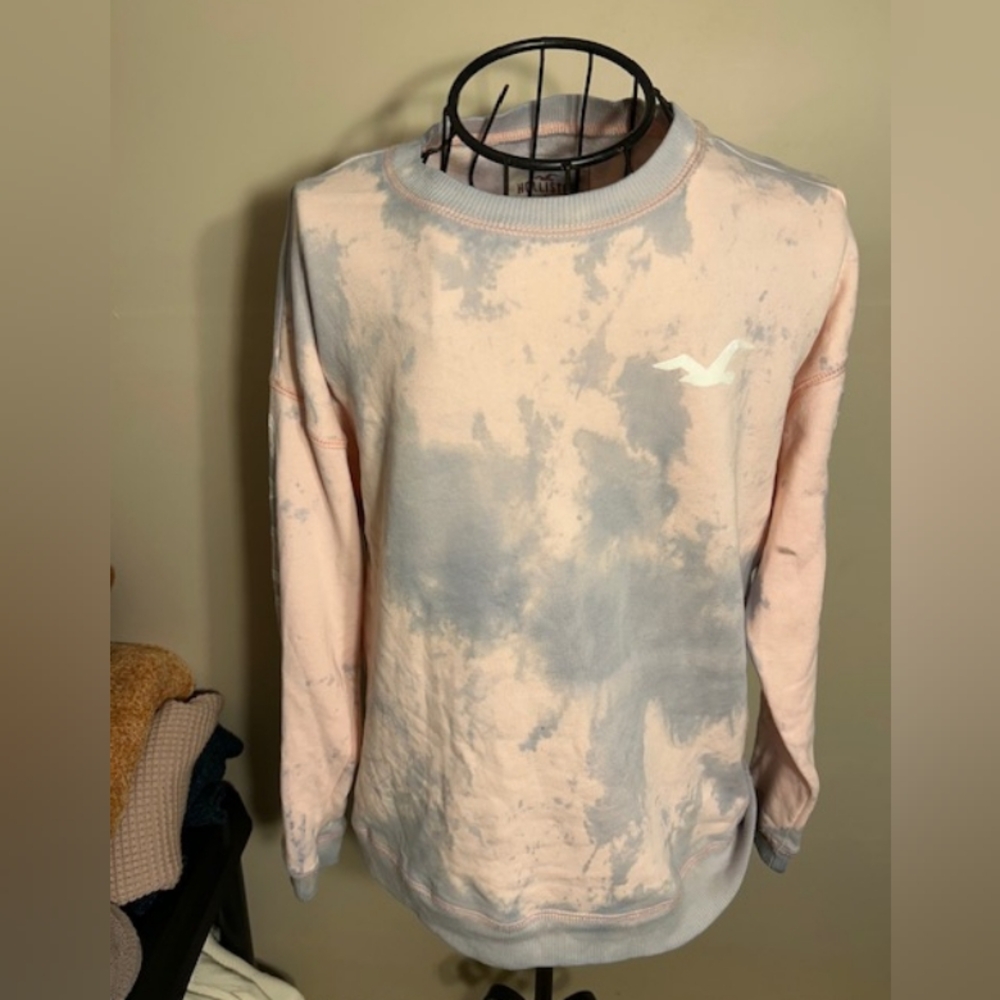 Hollister size extra small womens sweatshirt top logo pink tie dyed